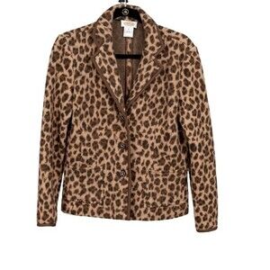 Talbots animal print blazer cardigan size S